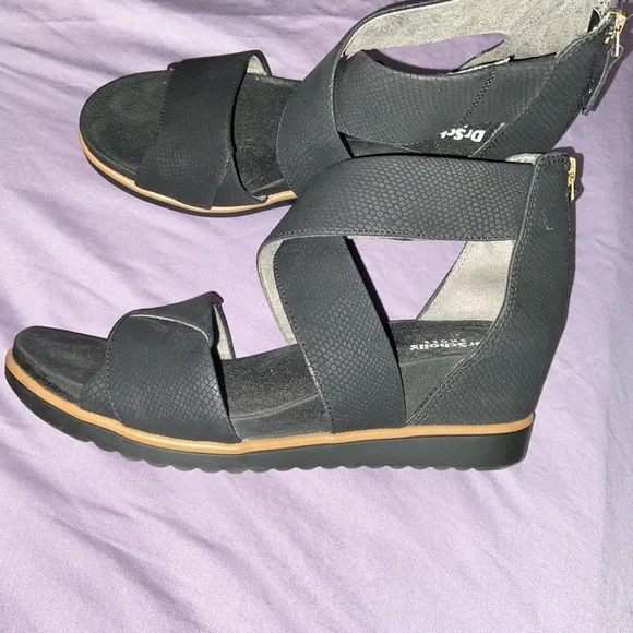 Dr. Scholl's Black Crisscross Wedge Sandals - Picture 4 of 6